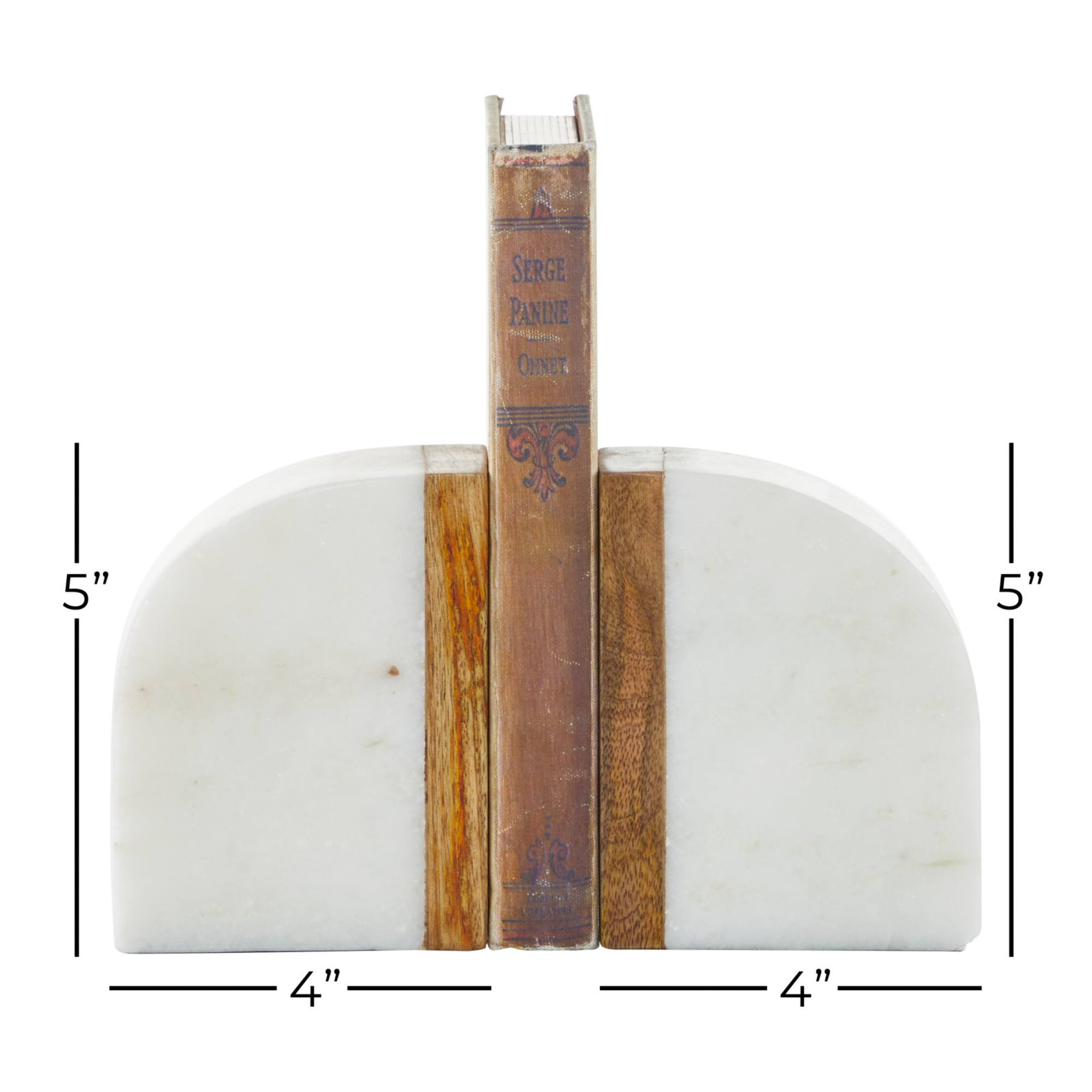 5" White Marble Modern Bookends, 2ct.